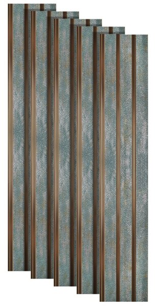 Set 5 panouri decorative, riflaj, polimer rigid, Naimeed D5481, 270x12x1cm, Verde/Auriu