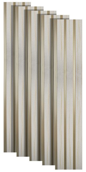 Set 5 panouri decorative, riflaj, polimer rigid, Naimeed D5479, 270x12x1cm, Alb/Auriu