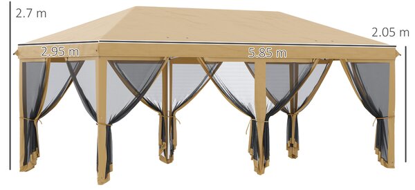 Outsunny Baldachin Pop-Up cu Plasă, Cort pentru Petreceri cu Geantă de Transport pentru Exterior, 585x295xx270 cm, Bej | Aosom Romania