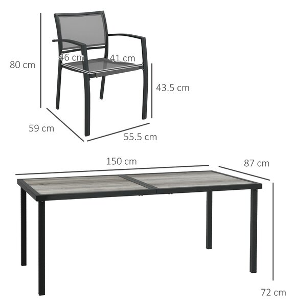 Outsunny Set Masa de Grădină 7 Piese, Scaune Stivuibile, Set Masa Exterior pentru Terasă, Design Modern și Confortabil | Aosom Romania