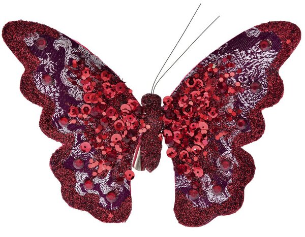 Decoratiune fluture rosu, 18x14 cm