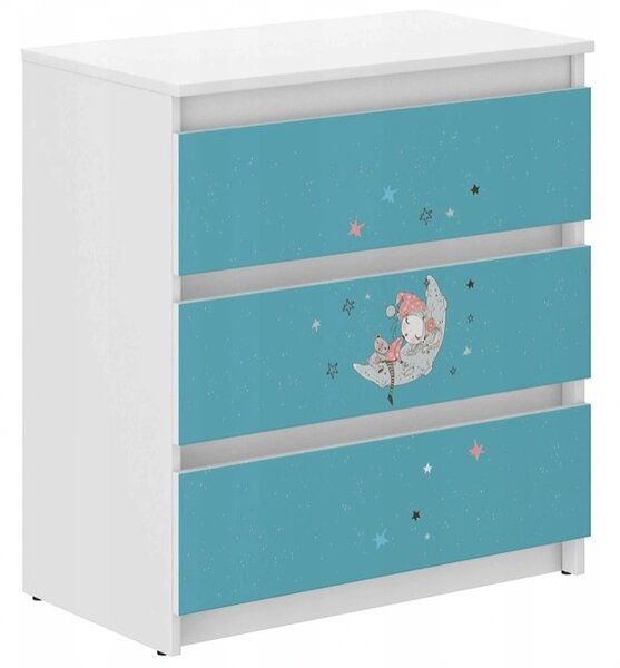 Comodă pentru camera copiilor cu motiv cer de noapte 76x40x70 cm