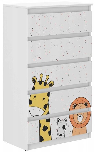 Comodă de calitate copii cu animale din poveste 121x40x70 cm