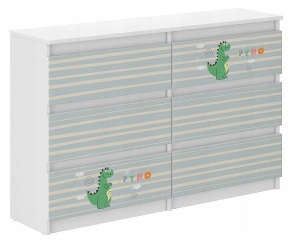 Comodă pentru copii cu dragon de poveste, 77 x 30 x 120 cm