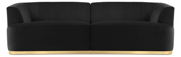 Canapea cu 3 locuri Goct cu tapiterie din catifea, negru