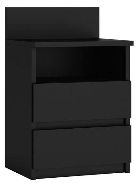 Noptiera cu 2 sertare si un raft deschis, model Malwa M1, culoare negru