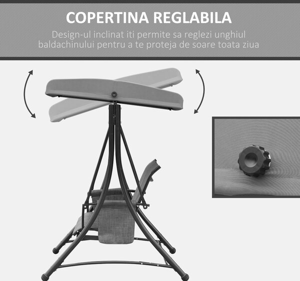 Outsunny Balansoar de Gradina cu 3 locuri Acoperis si Buzunare de depozitare | Aosom Romania