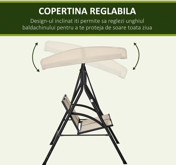 Outsunny Balansoar cu 2 Locuri de Gradina pentru Exterior, 140x118x162cm Bej | Aosom Romania
