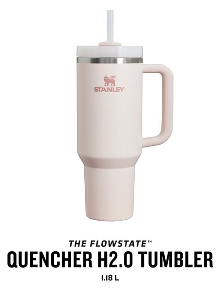 Termos roz deschis cu pai din oțel inoxidabil 1,18 l Quencher H2.0 FlowState Tumbler Rose Quartz – Stanley