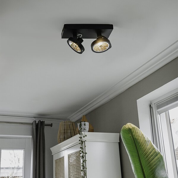 Spotlight de design negru reglabil cu 2 lumini - Go