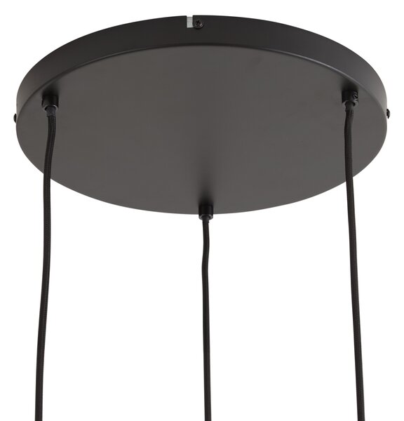 Lampă suspendată Art Deco neagră cu sticlă fumurie cu 3 lumini rotundă - Busa