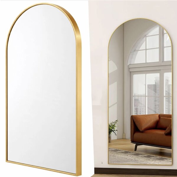 Oglinda eleganta de perete Pufo Glamour cu rama decorativa, oglinda minimalista pentru baie, hol, dormitor, living sau dressing, 70 cm, auriu