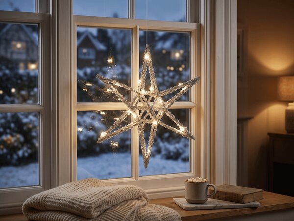 Stea de Craciun STARLIGHT cu iluminat LED 30 cm, argintiu