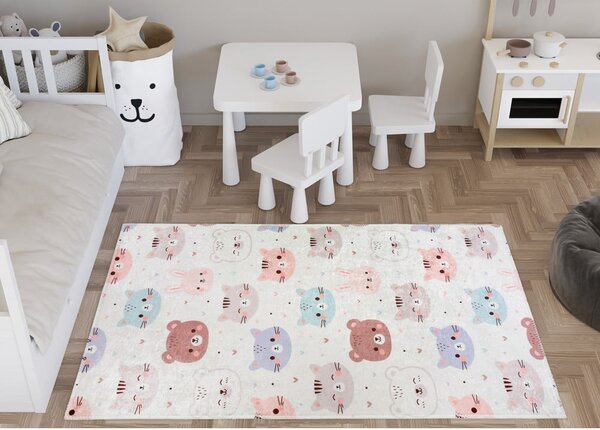 Covor pentru copii fildeș lavabil 120x180 cm Cute Animals – Vitaus