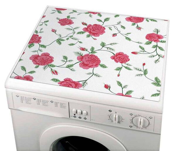 Covoras de protecție antiderapant pentru mașina de spălat, motiv trandafir