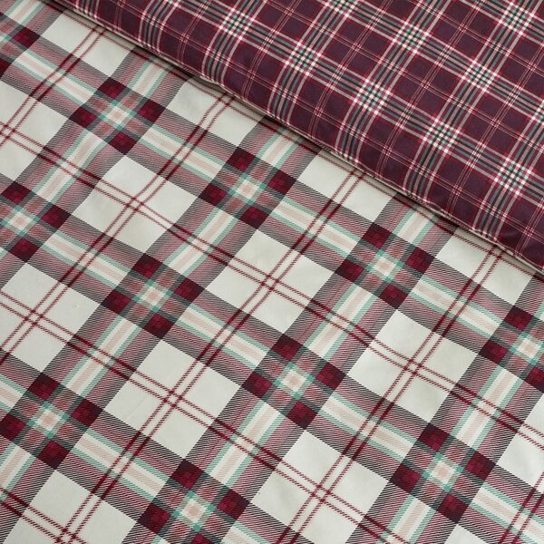Lenjerie de pat burgundy pentru pat dublu 200x200 cm Kelso Check – Catherine Lansfield