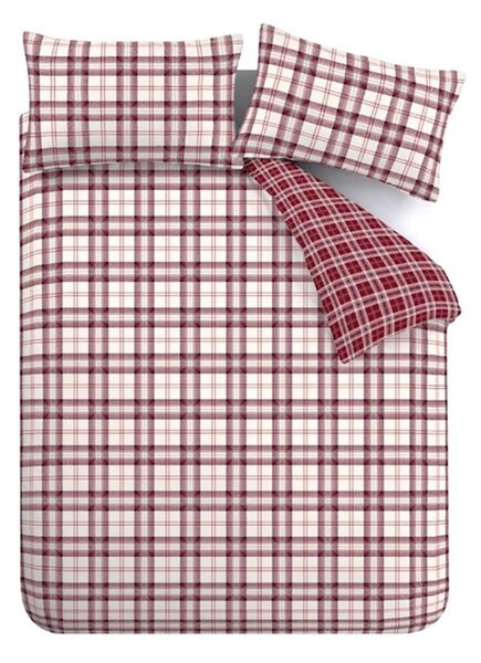 Lenjerie de pat burgundy pentru pat dublu 200x200 cm Kelso Check – Catherine Lansfield