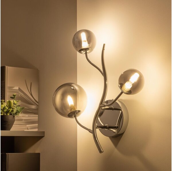 Brilagi - Aplica LED de perete MISTEL 3xG9/3W/230V negru cromat/sticlă fumurie