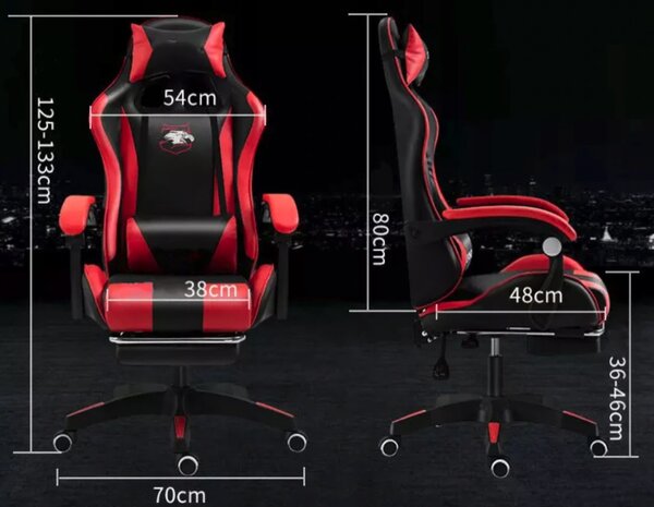 Scaun de gaming, cu tetieră, negru-galben