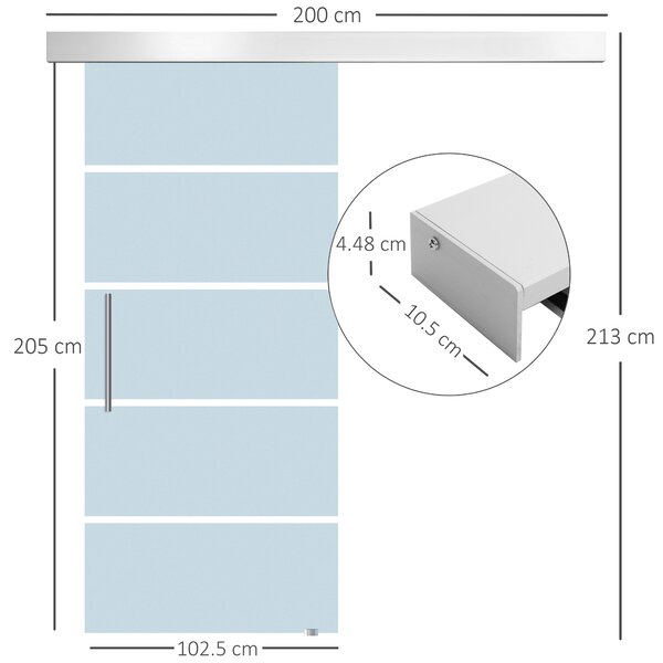 Homcom Usa Glisanta din Sticla Satinata – 102,5×205 cm cu Dungi Decorative | Aosom Romania
