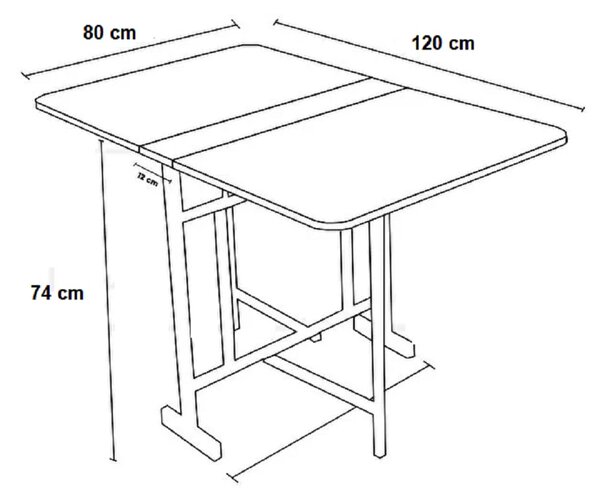 Masa Bucatarie pliabila cu roti Homs negru marmorat 120 x 80 x 74 cm