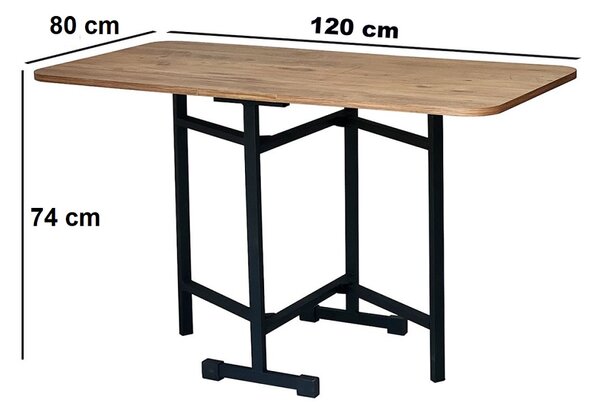 Masa Bucatarie pliabila cu roti Homs negru marmorat 120 x 80 x 74 cm
