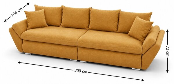 Canapea Extensibilă Confort cu Spumă HR, Galben Muștar
