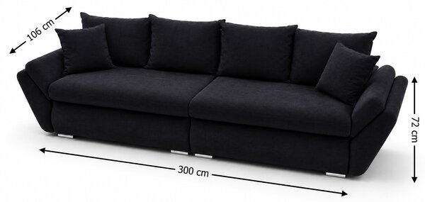 Canapea Extensibilă Confort cu Spumă HR, Neagră