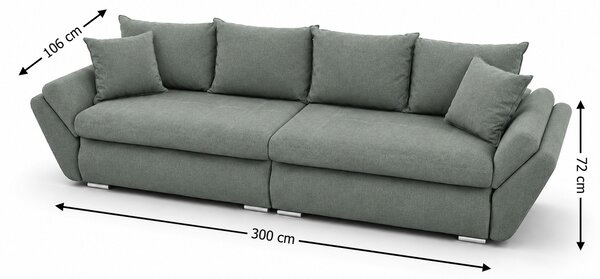 Canapea Extensibilă Confort cu Spumă HR, Gri