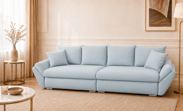 Canapea Extensibilă Confort cu Spumă HR , Bleu Deschis