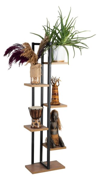 Etajera NINA, stejar/negru, PAL melaminat/metal, 34x19x120 cm