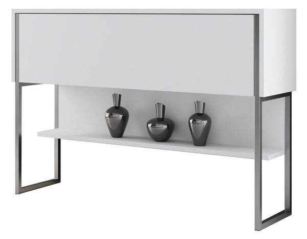 Consola LUXE, alb/crom, PAL melaminat/metal, 120x30x80 cm