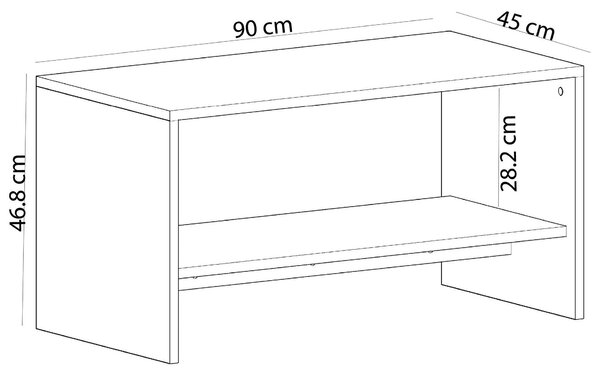 Masuta cafea APOLLON, alb cu efect de marmura, PAL melaminat, 90x45x47