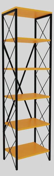 Etajera SUADIYE, galben/negru, PAL melaminat/metal, 50x30x180 cm