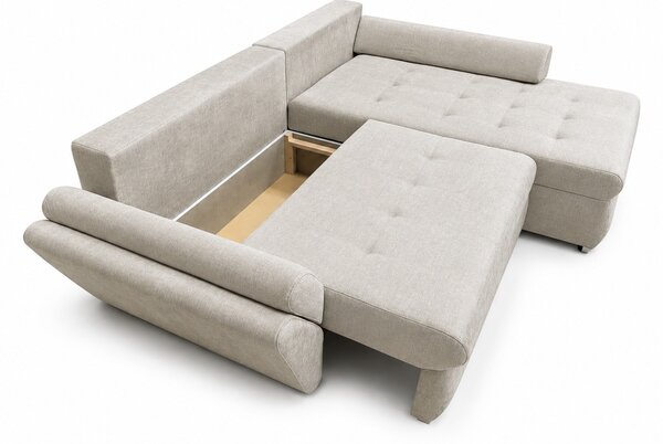 Colțar Extensibil Confort cu Spumă HR, Bej Închis