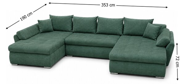 Colțar Extensibil Confort U cu Spumă HR, Verde Mentă