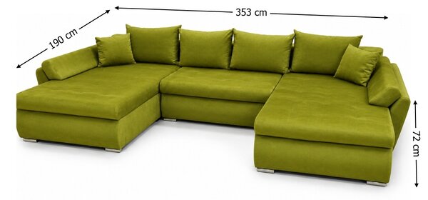 Colțar Extensibil Confort U cu Spumă HR, Verde Olive
