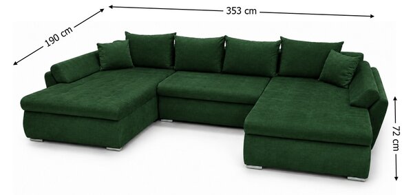 Colțar Extensibil Confort U cu Spumă HR, Verde Smarald