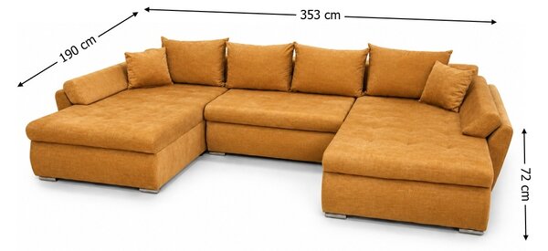 Colțar Extensibil Confort U cu Spumă HR, Galben Muștar