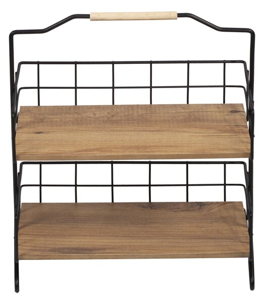 Etajera baie SHELF ELSE, stejar/negru, PAL melaminat/metal, 32x15x42 c
