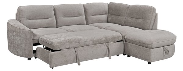 Colțar Extensibil Harmony KF7906 cu Ladă Depozitare, Șezlong Dreapta, Gri Deschs