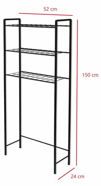 Etajera baie OTIS, negru, metal, 52x24x150 cm