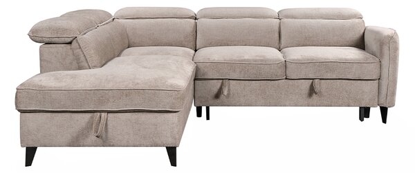Colțar Extensibil Harmony KF7905 cu Ladă Depozitare, Șezlong Stânga, Gri Deschis