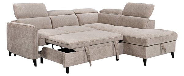 Colțar Extensibil Harmony KF7905 cu Ladă Depozitare, Șezlong Dreapta, Gri Deschis