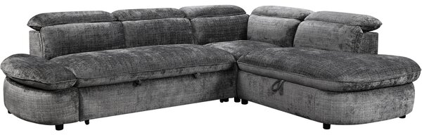 Colțar Extensibil Cremona KF7933 cu Ladă Depozitare, Șezlong Dreapta, Gri