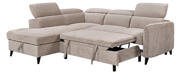 Colțar Extensibil Harmony KF7905 cu Ladă Depozitare, Șezlong Stânga, Gri Deschis
