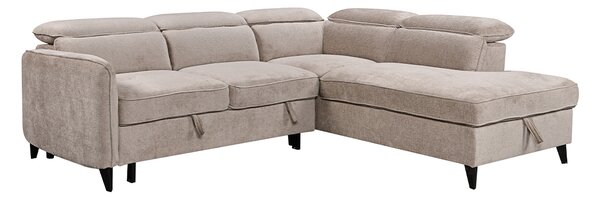Colțar Extensibil Harmony KF7905 cu Ladă Depozitare, Șezlong Dreapta, Gri Deschis