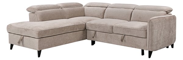 Colțar Extensibil Harmony KF7905 cu Ladă Depozitare, Șezlong Stânga, Gri Deschis