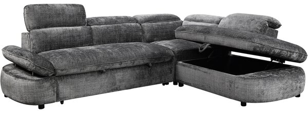 Colțar Extensibil Cremona KF7933 cu Ladă Depozitare, Șezlong Dreapta, Gri
