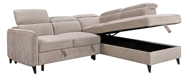 Colțar Extensibil Harmony KF7905 cu Ladă Depozitare, Șezlong Dreapta, Gri Deschis